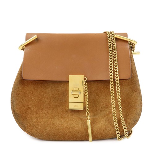 Chloe Drew Leather Suede Shoulder Bag Crossbody Bag Brown Authentic Used F/S