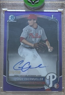 Cade Obermueller 2025 Bowman Chrome #/250 1st Bowman Autograph Purple No.CPA-CO