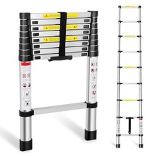 Telescoping Ladder,8.5 FT Aluminum Extension Ladder, Heavy Duty 330lbs Max Ca...
