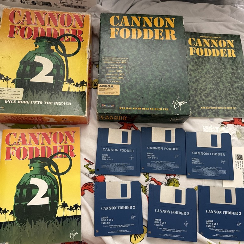 Cannon Fodder 1 & 2 Commodore Amiga Games Big Box Floppy Disks Sensible Vintage