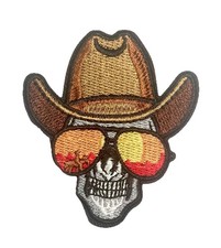 Skull Cowboy With Cowboy Hat Patch Iron On Applique