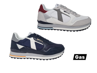 Gas Herren Sneaker Schnürschuh Blau Weiß Leicht Bequem Freizeit