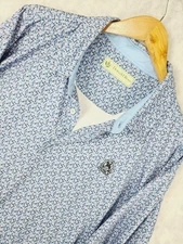 Donald Ross Shirt Mens 2XL Blue Polo Floral Performance Golf Ivanhoe