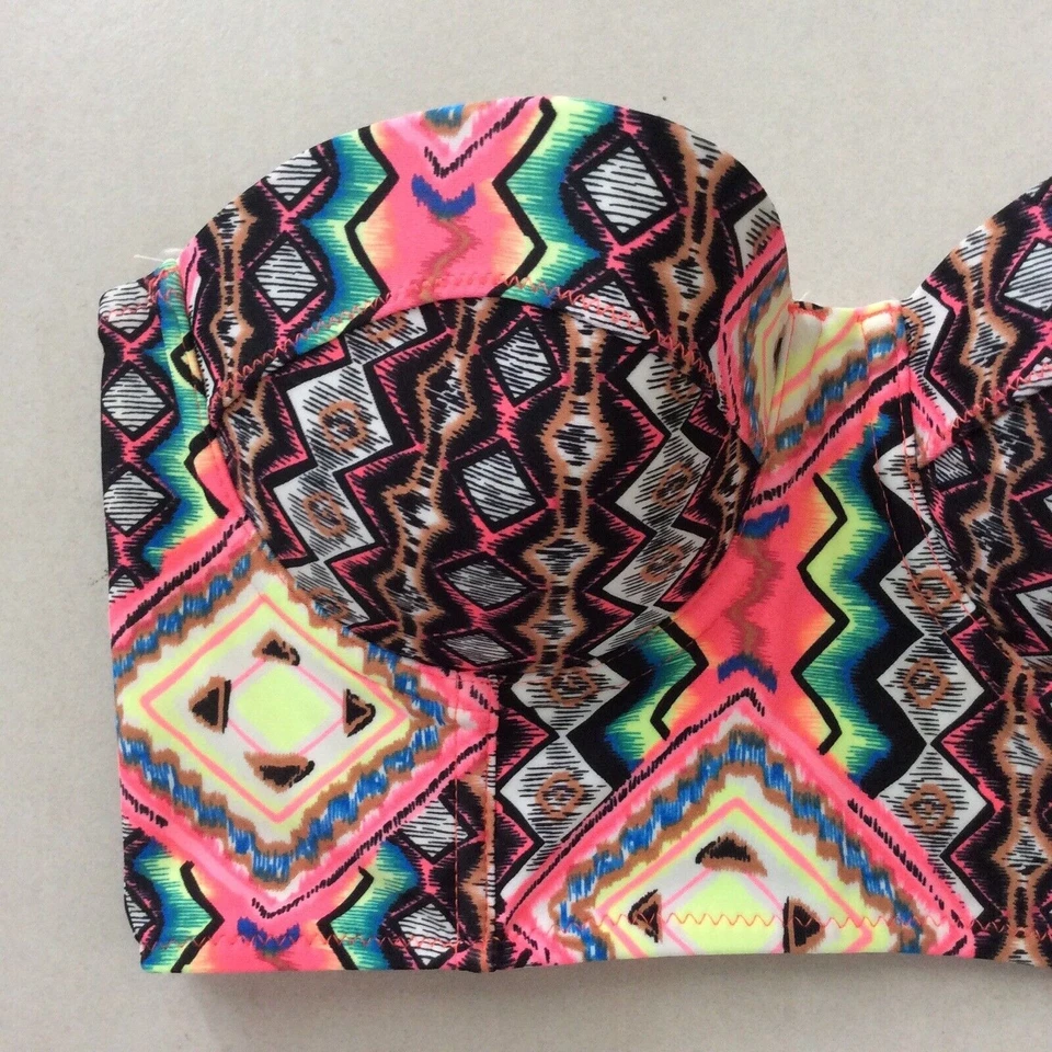 Top de bikini Volcom Swim para mujer talla S estampado multicolor sin tirantes trajes de baño Foto 2 de 4