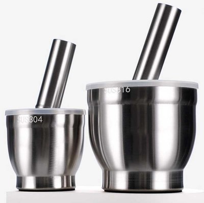Noise-Reducing Stainless Steel Mortar and Pestle SUS304/SUS316 Easy Crushing