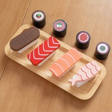 Wooden Sushi Playset Cooking Preschool for Children Ages 3 Birthday Gifts
