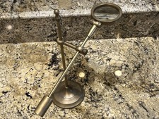 Vintage Adjustable Scientific Heavy Brass Magnifying Glass With Stand