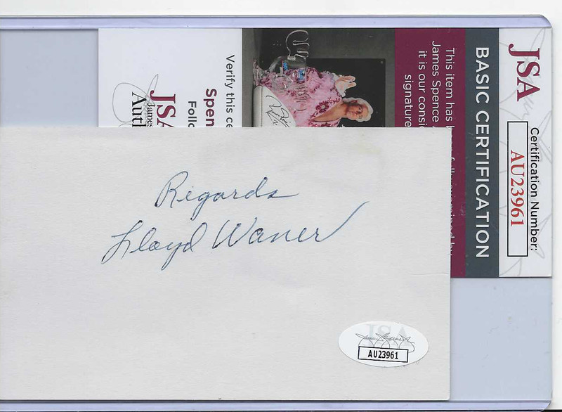 Lloyd Waner Autographed Index Card...JSA Authenticated!