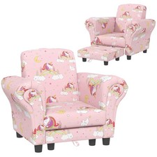 2 Piece Kids Sofa Set with Unicorn Design, Wooden Frame, for 1.5-3 Years Old, Pi