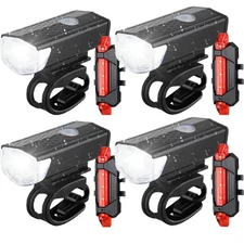 USB Rechargeable LED Bicycle Headlight Tail Light Bike Front Rear Lamp Cycling
