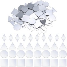 WJIAAA Small Mirrors for Crafts, 120Pcs 4 Shapes Mini Mirror Small, Silver