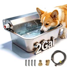 Automatic Dog Water Dispenser 2 Gallons, 304 Stainless Steel Dog Water Bowl f...