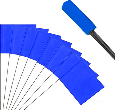 50Pack Blue Marking Flags,  13X4X5 Inch Marker Flags Use for Yard & Lawn, Bounda