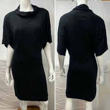 aoyama itchome Women’s Large Soft Wool Cashmere Blend Knit Black Sweater Dress