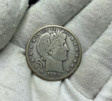 1909 O Barber Silver Half Dollar Us Coin F Fine 90% New Orleans Mint  R388