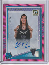 2025 Panini WNBA Donruss Kaitlyn Chen Rated Rookie Pink Laser Auto /25 RC #90