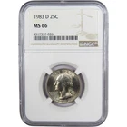 1983 D Washington Quarter MS 66 NGC Clad Uncirculated 25c Coin