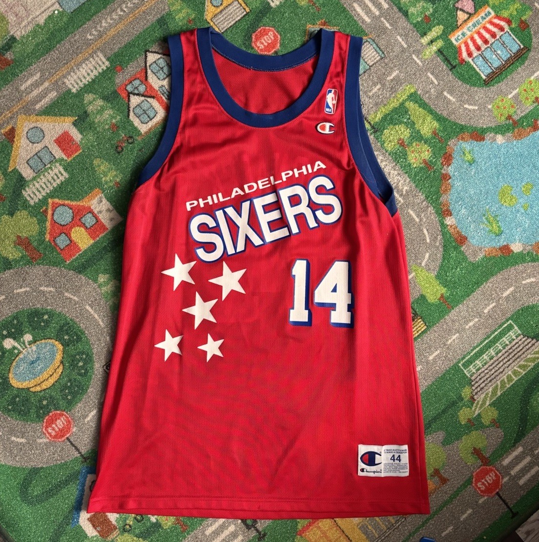 Champion Philadelphia 76ers Jeff Hornacek #14 NBA Jersey Red Size