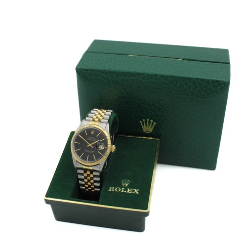 Men's Rolex OP Datejust Two-Tone Watch 16013 Black Dial 36mm #W152549-1