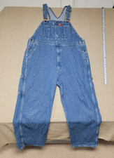 DICKIES Dungarees Adult 40x32 Blue Overalls Denim Bib Workwear Carpenter Men