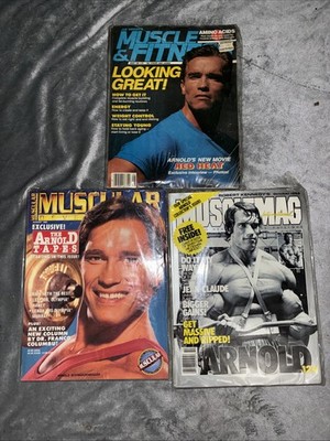 Lot Of 3 Vintage Muscle & Fitness Magazines w/ Arnold Schwarzenegger
