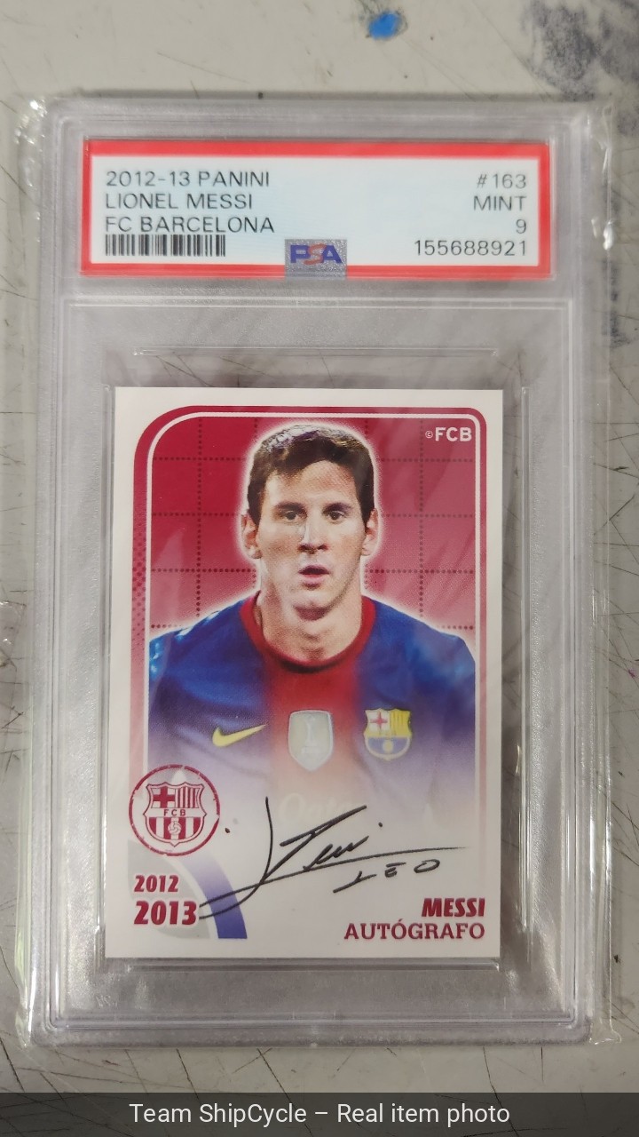 LIONEL MESSI FC Barcelona 2012 Autografo PSA 9 Panini Stickers Auto Mint