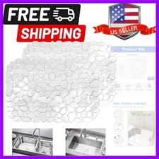 2 PCS Kitchen Sink Mat Clear PVC Sink Protector Non-Slip Sinks Drainer Mat Cu...