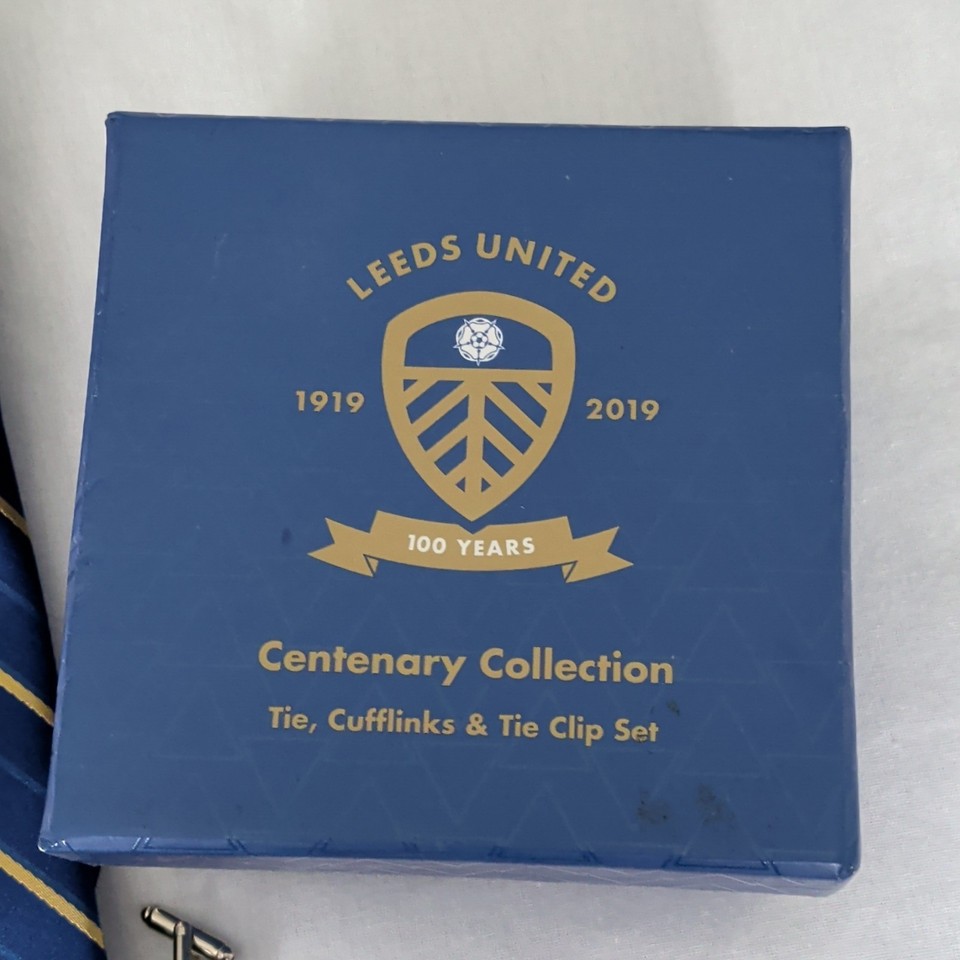 Leeds United Centenary 1919–2019 Tie Cufflinks Tie Clip Set Blue Gold ...