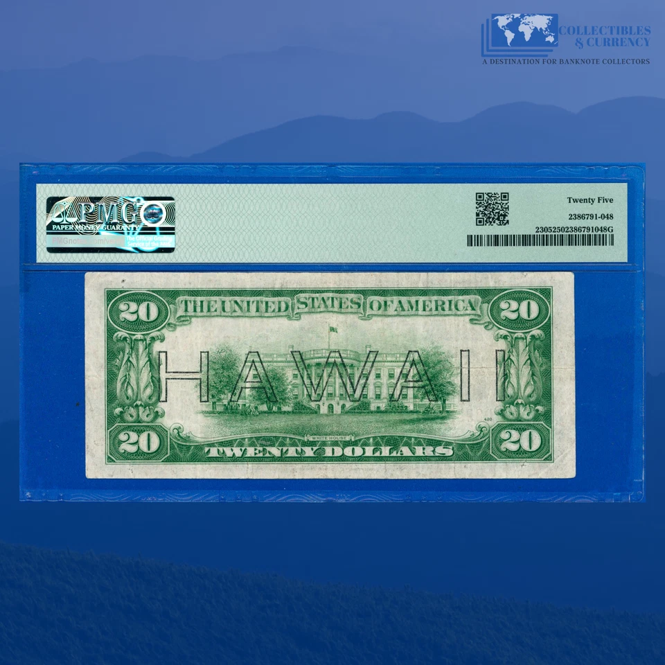 Fr.2305 1934A $20 FRN Brown Seal "HAWAII" Emergency Issue WWII, PMG VF 25 #80969 - Image 2 of 3