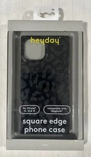 Heyday Square Edge Phone Case MagSafe For Apple iPhone 15/14/13, Black Leopard