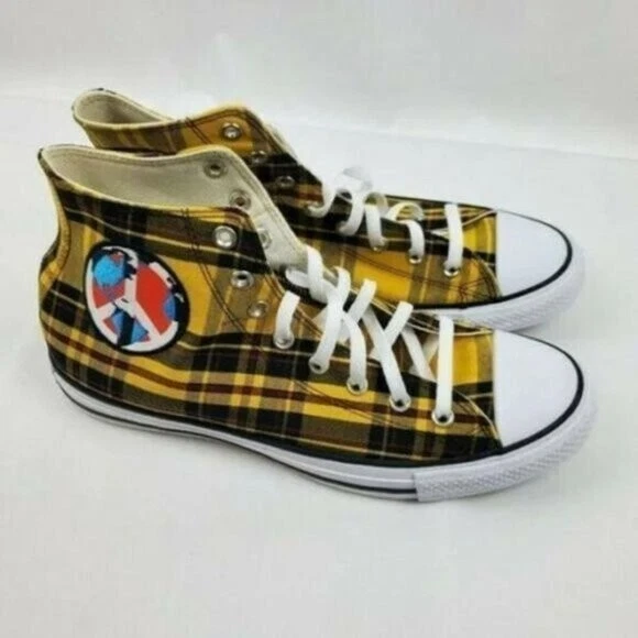Converse World Peace Mens CTAS Hi Yellow Black Plaid Shoes 167412F