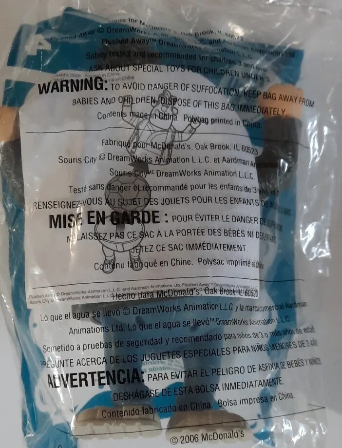Flushed Away Sid Collectible 2006 McDonalds Happy Meal Toy New in Sealed Bag NOS