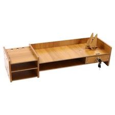 Wood Desk Organizer Home Office Desktop Storage Drawer Computer Holder w/Lock