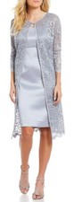 New Jessica Howard Women's 2 Piece Dress with Glitter Lace Jacket Silver Size 6