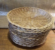 Set of 12 Vintage Wicker Rattan Paper Plate Holders Wall Baskets Boho