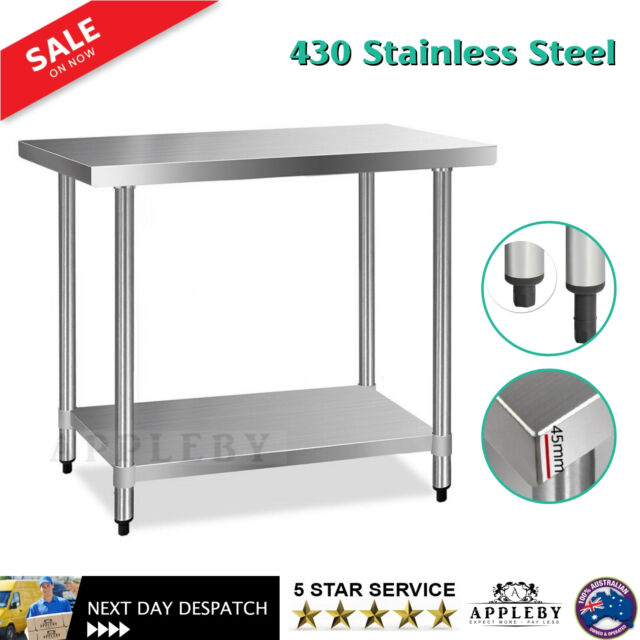 Large Commercial Stainless Steel Bench Table Home Kitchen Work Food Grade Prep