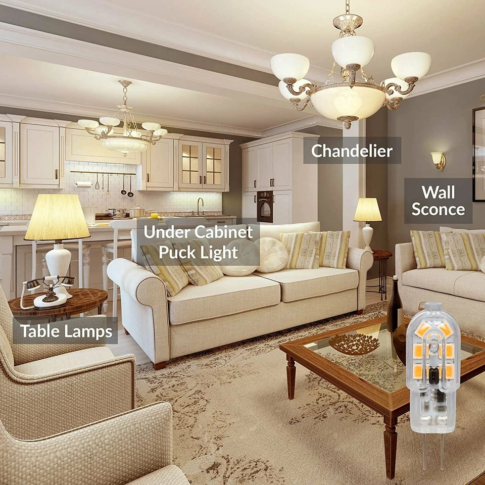 [5 Pack] LED G4 1.5W T3 20W Replacement JC Bi-Pin Base 12V 3000K Soft Warm White - Image 4 of 4