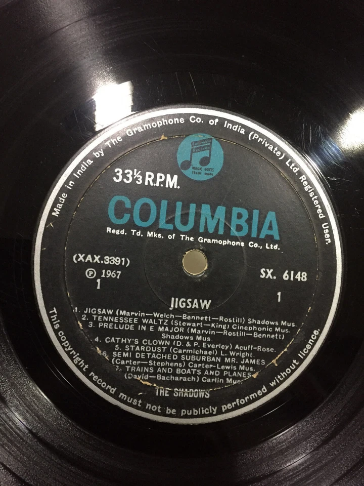 THE SHADOWS JIGSAW MEGA RARE thick Columbia LP record INDIA INDIAN press VG+ - Image 3 of 4