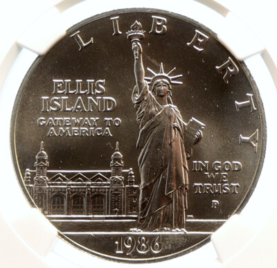 1986 P UNITED STATES Ellis Island Statue Liberty Silver Dollar