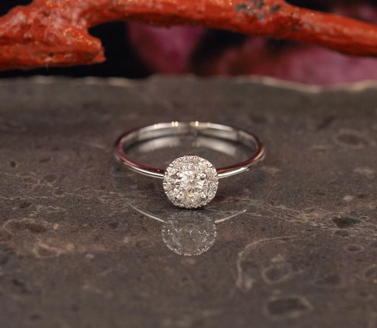 SALE .31 CTW Diamond Engagement Ring 18k White Gold ER940 eBay