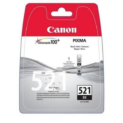 Canon CLi-521Bk 521Bk Schwarz Original Original IP3600 MX870 MX860 MP990 MP980 540