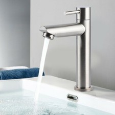 304 Stainless Steel Cold Sink Faucet Bathroom Counter Basin Water Taps