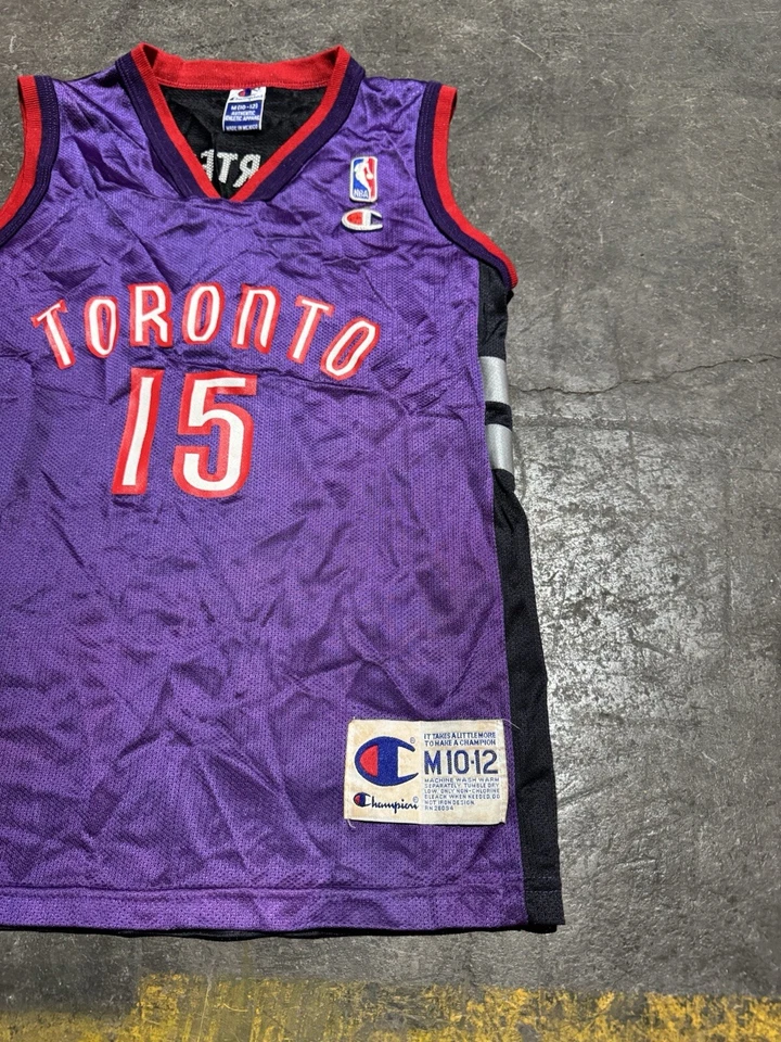 Camiseta deportiva de los Toronto Raptors juvenil mediana niños Vince Carter #15 campeón de la NBA de colección años 90’s Foto 3 de 4