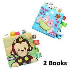 *Set of 2 Books* Early Fun Interactive Development Soft Cloth Toddlers Toy Books