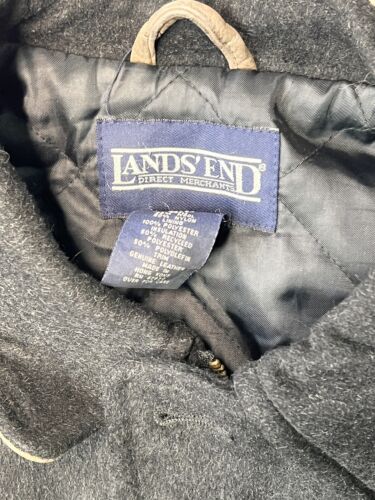 Land's End Wool Mens Long Coat Lined Gray Zipper And Button Up Pockets Med 38/40 - Picture 4 of 9