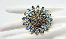 Heidi Daus Divine Miss Daisy Amethyst Swarovski Crystal Statement Cocktail Ring