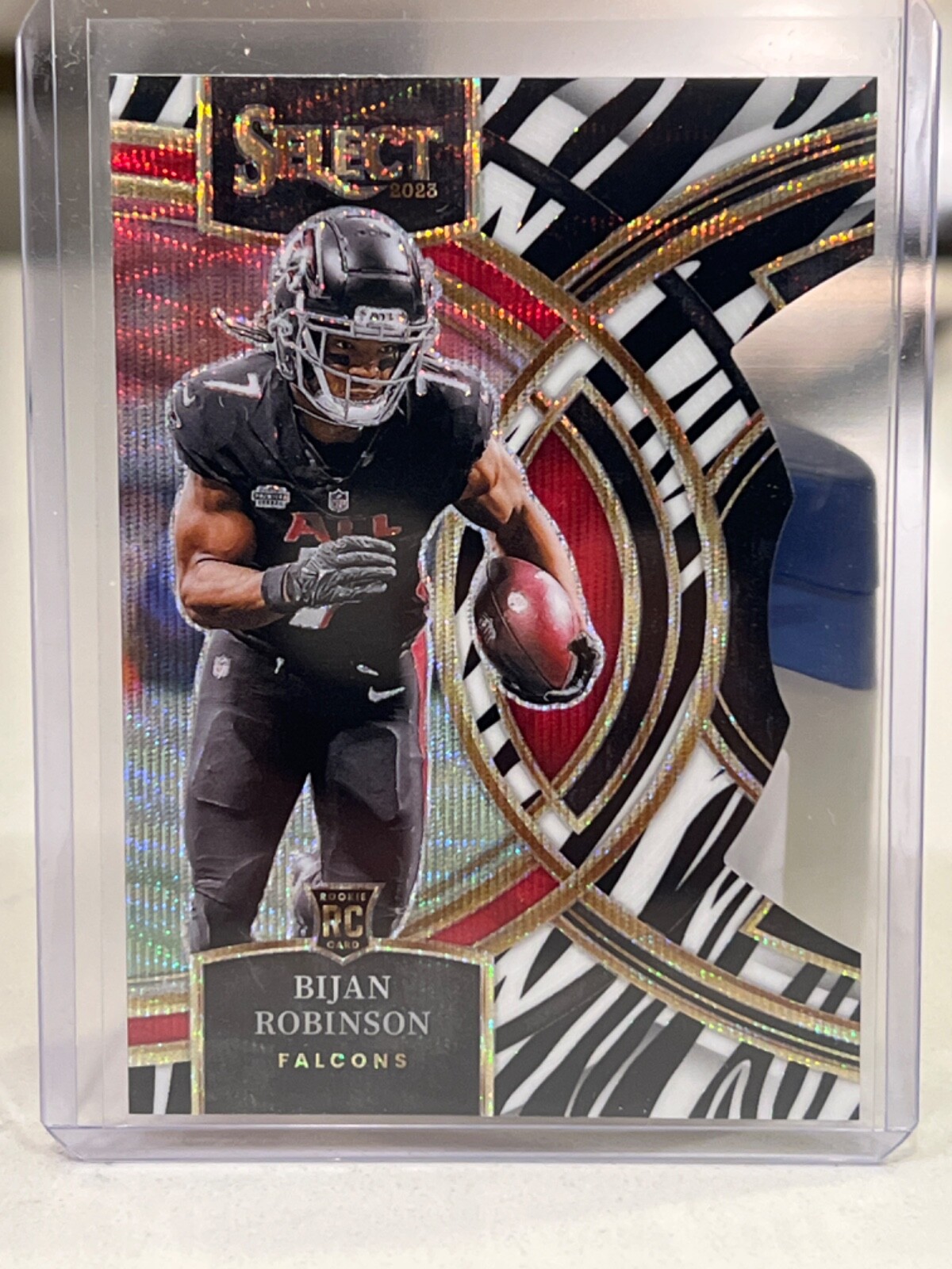 Bijan Robinson Zebra SSP Prizm Die Cut Premier Level Select Football 2023