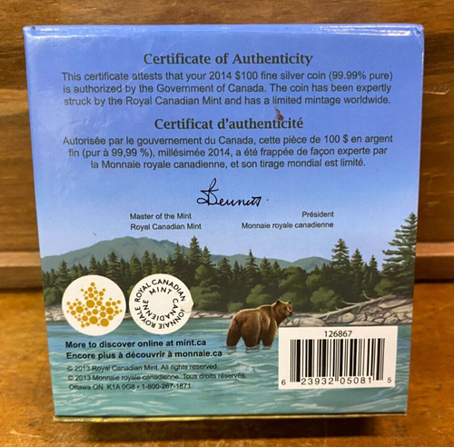 Lovely 2014 Solitary Titan The Grizzly Canada $100 Fine Silver Coin SU856 - Picture 13 of 17