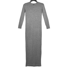 Bleusalt Maxi Dress Womens XS Bodycon Modal Gray Long Sleeve Minimalist Cozy