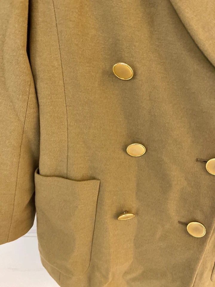 Chaqueta Abrigo Blazer Escada Vintage Mezcla Lana Amarilla Talla 42 Doble Pecho Foto 4 de 4